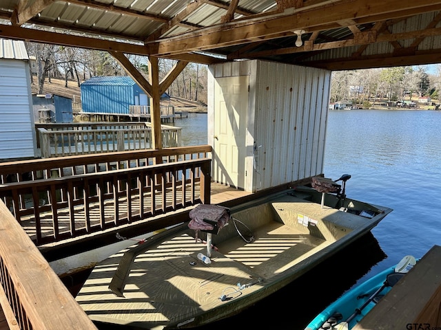 view of dock featuring a water view