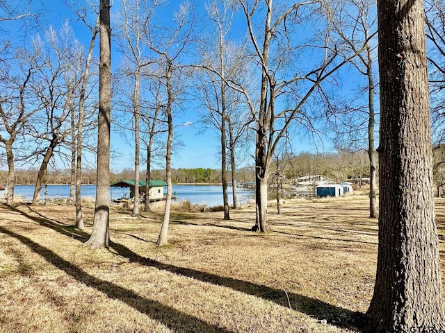 view of yard featuring a water view