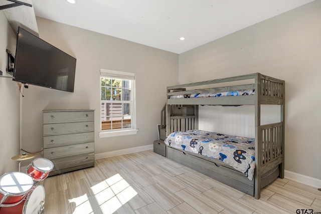 bedroom with light wood-type flooring