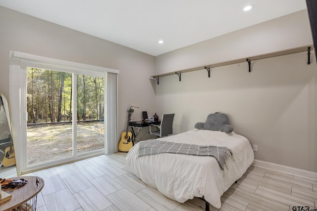 bedroom featuring access to outside