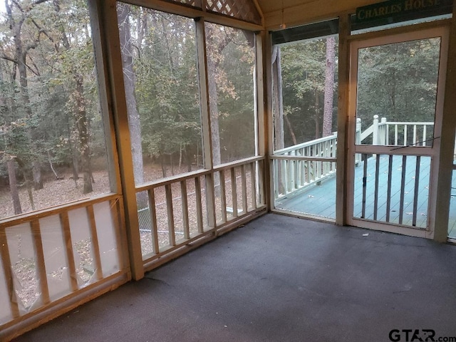 view of unfurnished sunroom