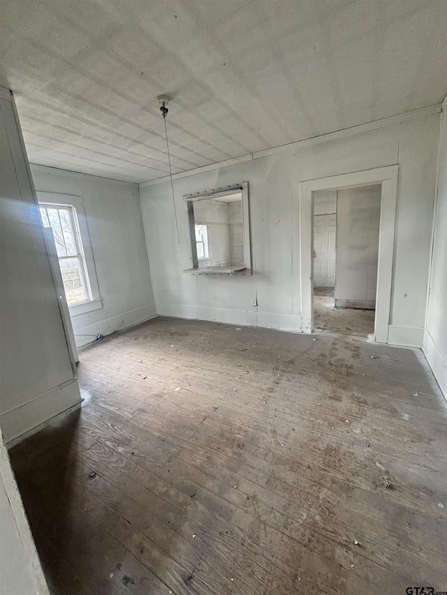 spare room with dark hardwood / wood-style floors