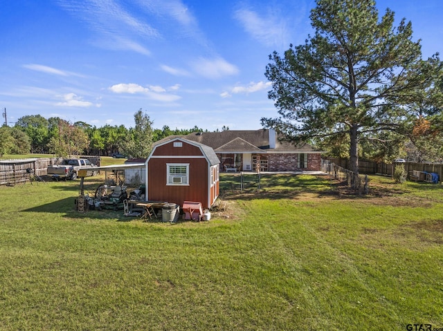 view of yard with a storage shed