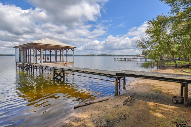 view of dock featuring a water view