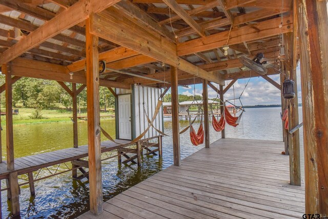 view of dock featuring a water view