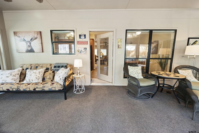 view of carpeted living area