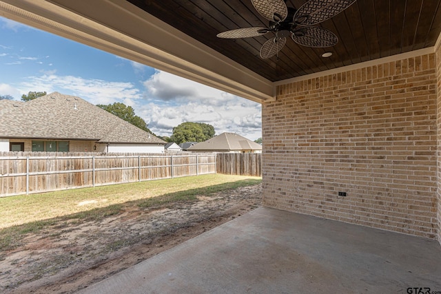 view of patio with ceiling fan