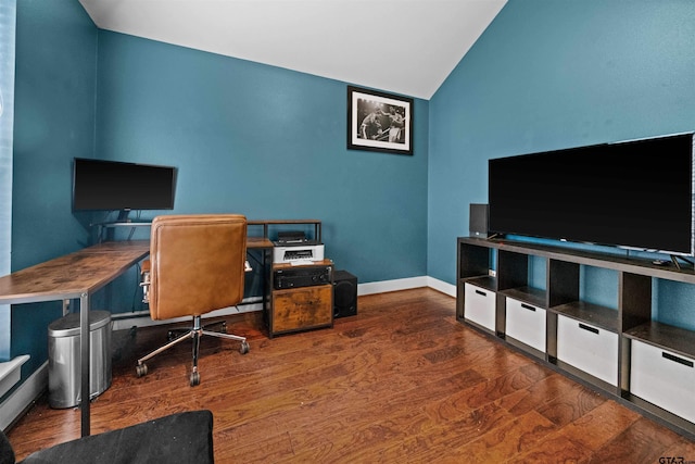 10926 Westhaven Cir, Flint, TX 75762 - home office featuring vaulted ceiling and wood finished floors