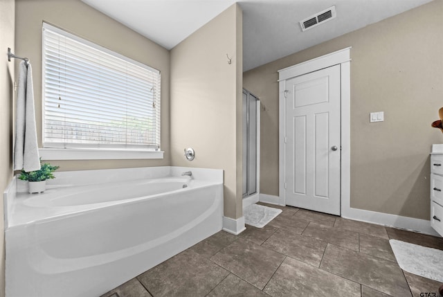 10926 Westhaven Cir, Flint, TX 75762 - bathroom featuring a garden tub, vanity, and a stall shower