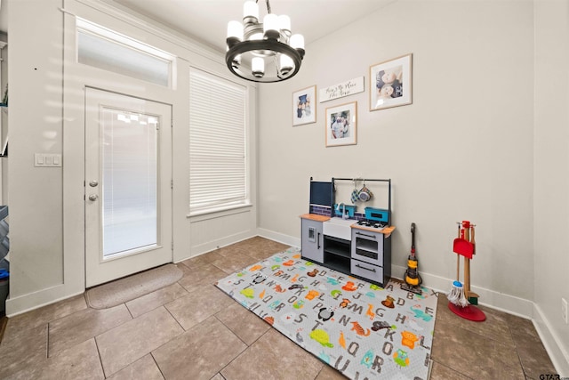 10926 Westhaven Cir, Flint, TX 75762 - playroom with a chandelier and tile patterned flooring