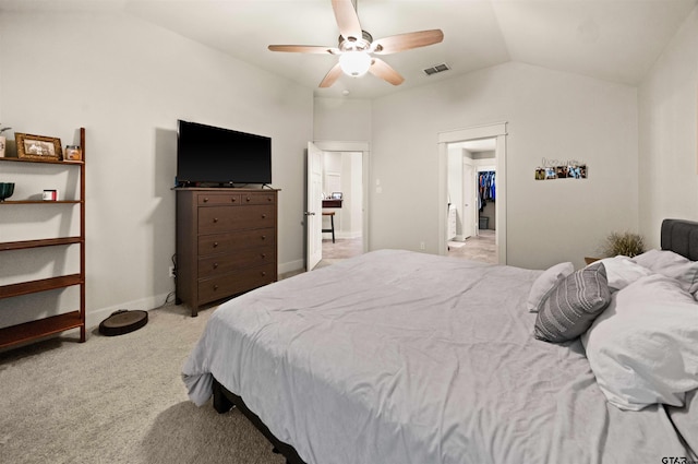 10926 Westhaven Cir, Flint, TX 75762 - bedroom with lofted ceiling, light colored carpet, a ceiling fan, and a spacious closet