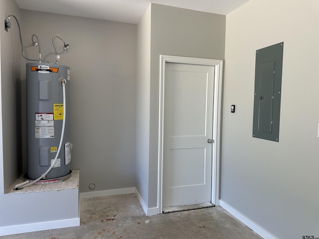 utilities featuring electric water heater and electric panel