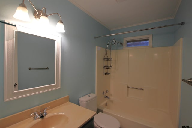 305 Lakeview St, Whitehouse, TX 75791 - bathroom with crown molding, toilet, vanity, and shower / bath combination