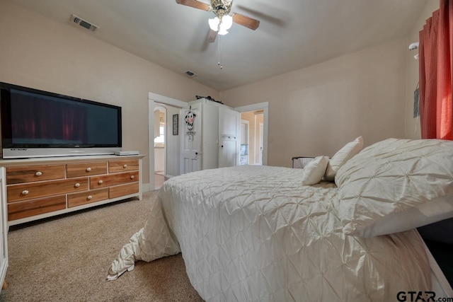 bedroom with carpet and ceiling fan