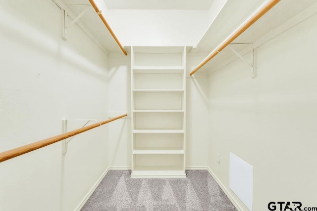 walk in closet featuring carpet flooring and visible vents