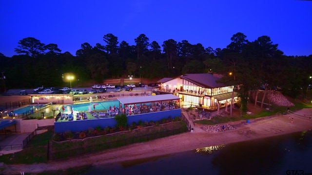 view of aerial view at twilight