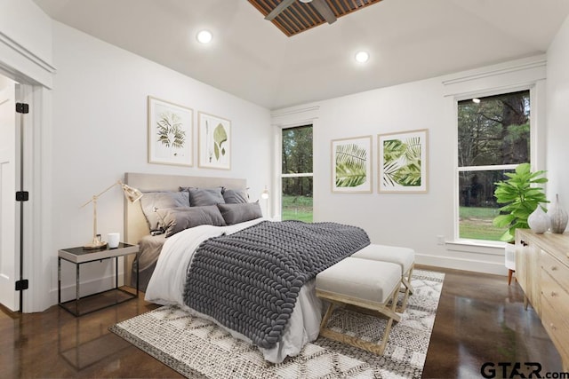 bedroom with vaulted ceiling