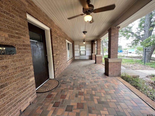 view of patio with ceiling fan
