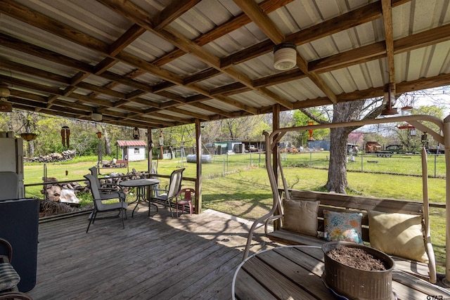 deck featuring a yard