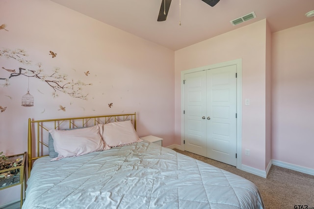 7757 Freestone Dr, Bullard, TX 75757 - bedroom with carpet floors, a closet, and ceiling fan