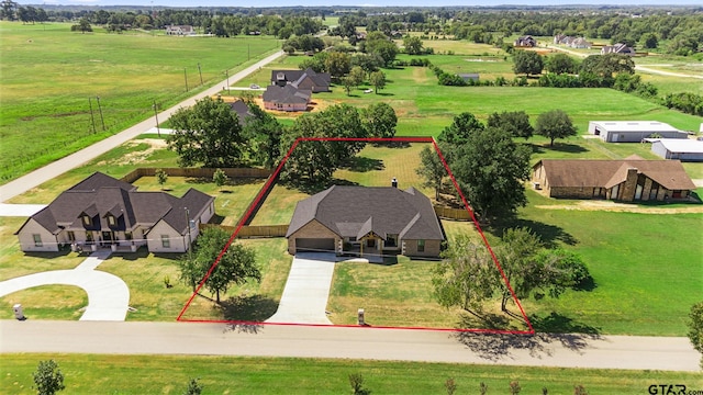 aerial view with a rural view