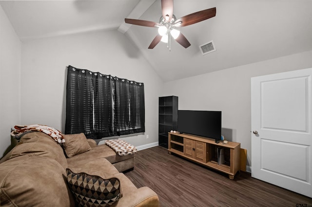 409 Meadow Ln, Chandler, TX 75758 - living area featuring ceiling fan, vaulted ceiling, and wood finished floors