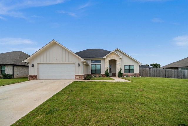 409 Meadow Ln, Chandler, TX 75758 - view of front of house featuring board and batten siding, a garage, concrete driveway, and brick siding