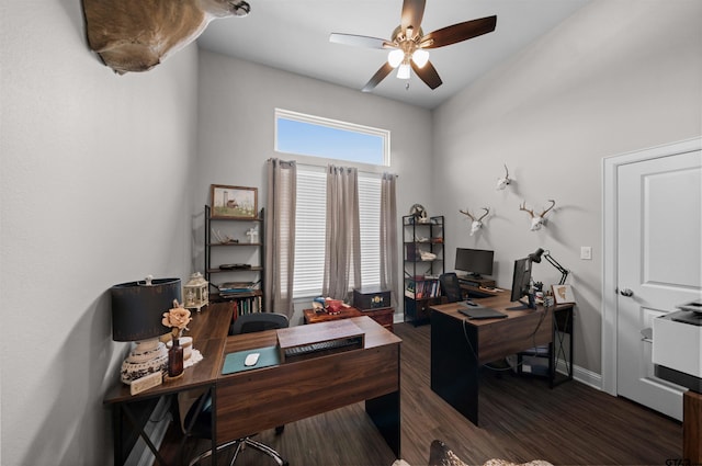 409 Meadow Ln, Chandler, TX 75758 - office space featuring a ceiling fan and wood finished floors