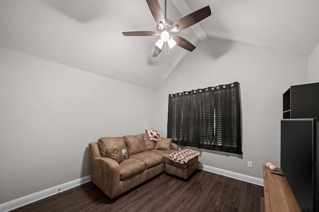 409 Meadow Ln, Chandler, TX 75758 - living area with ceiling fan, vaulted ceiling, and wood finished floors