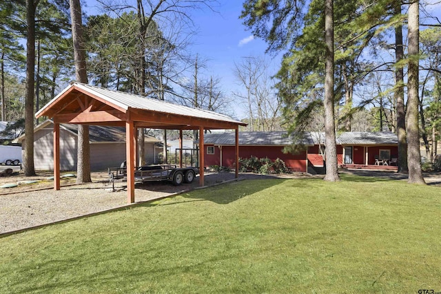 view of yard featuring a carport