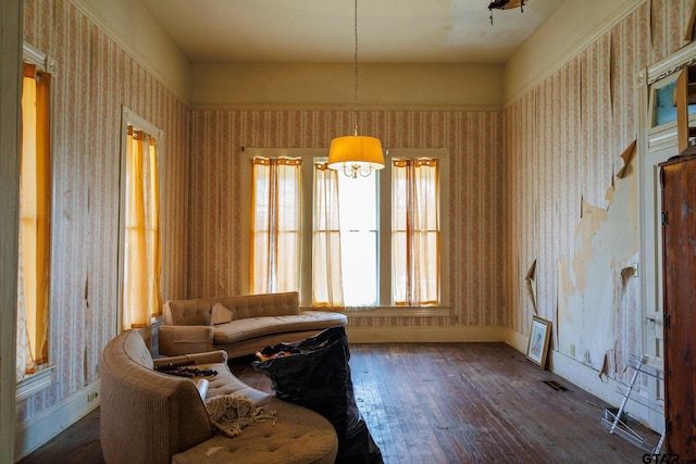 living area with dark wood-type flooring