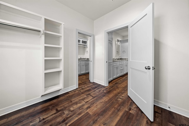 interior space with dark hardwood / wood-style floors