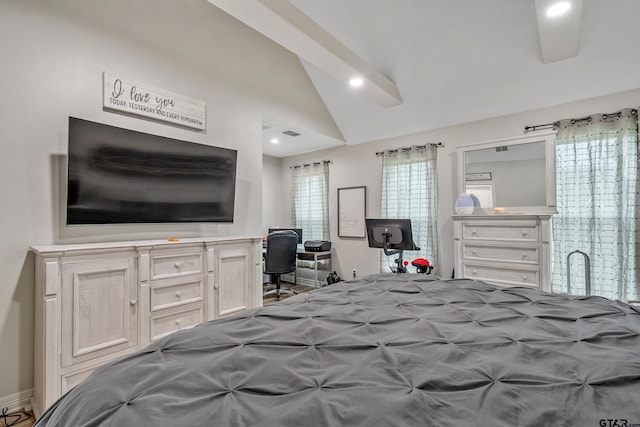 213 Serenity Dr, Bullard, TX 75757 - bedroom featuring lofted ceiling and recessed lighting