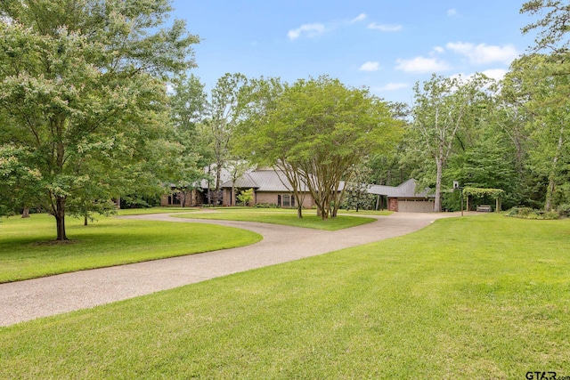 view of property's community featuring a lawn