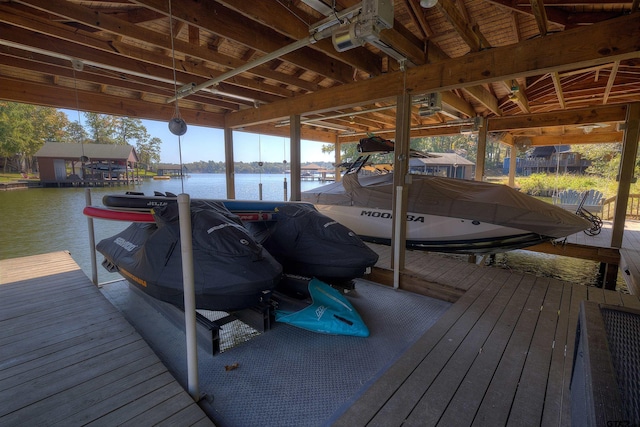 view of dock featuring a water view