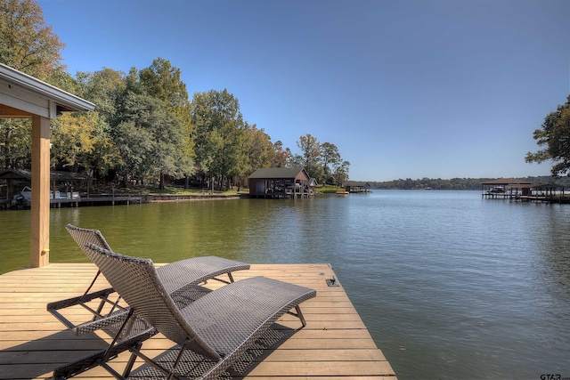 view of dock featuring a water view