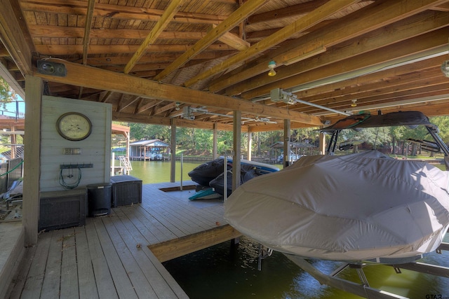 view of dock featuring a water view