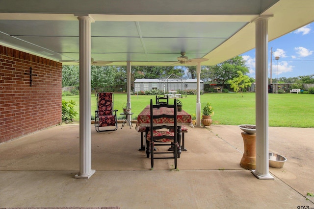 view of patio / terrace with ceiling fan