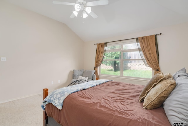 5821 Thompson Pl, Tyler, TX 75707 - bedroom with vaulted ceiling, carpet flooring, and a ceiling fan