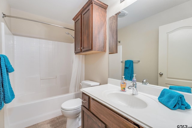 5821 Thompson Pl, Tyler, TX 75707 - full bathroom with vanity, shower / tub combo, and tile patterned flooring