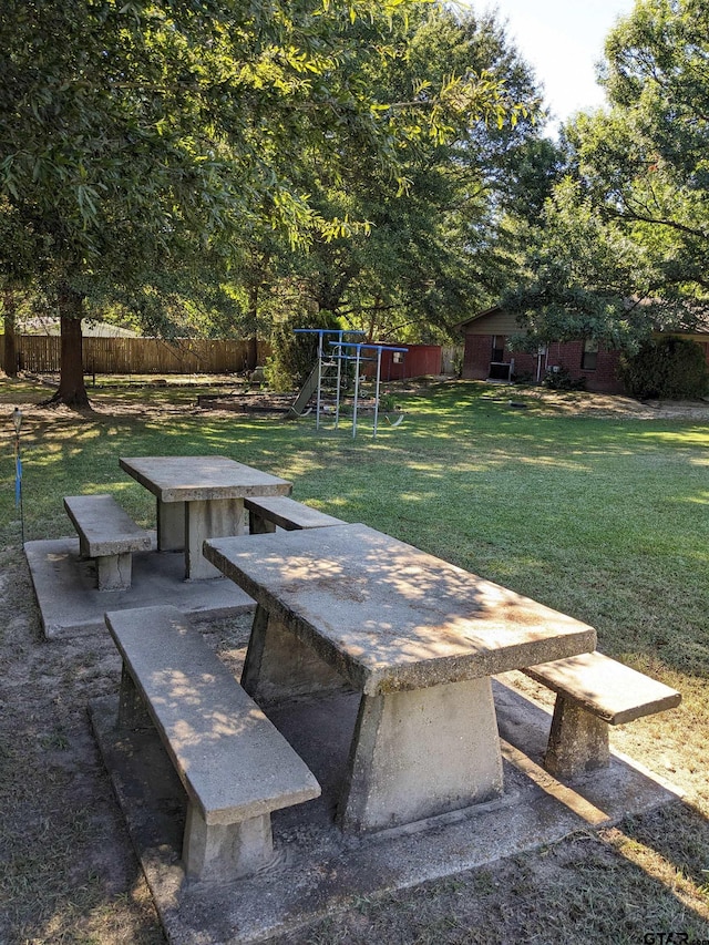 view of yard with a playground