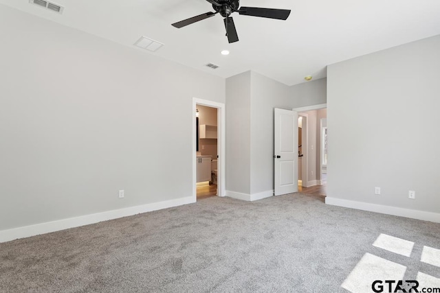 16330 Crossing Cir, Lindale, TX 75771 - unfurnished bedroom with light colored carpet, ceiling fan, and recessed lighting
