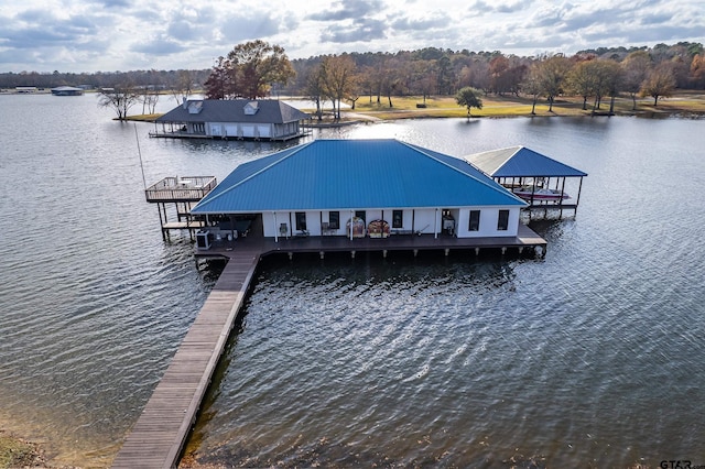 dock area featuring a water view