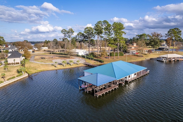 dock area featuring a water view