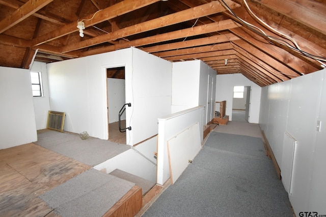 view of unfinished attic