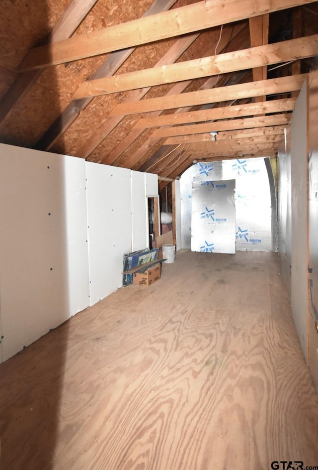 view of unfinished attic