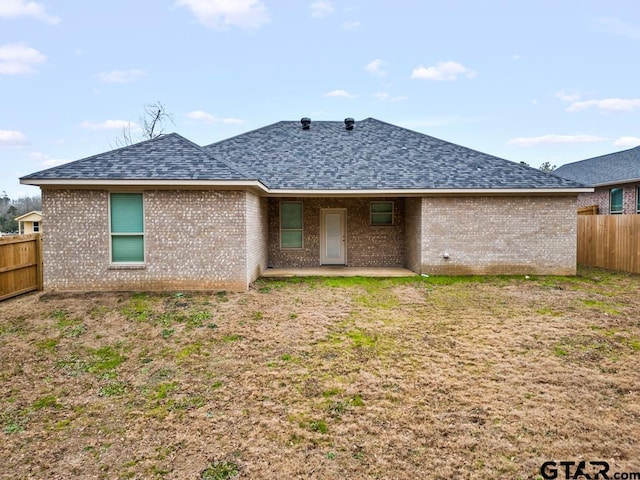 rear view of house with a patio area