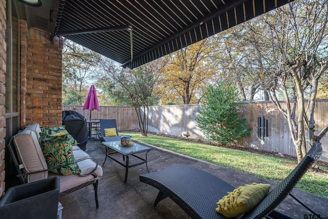 view of patio with area for grilling