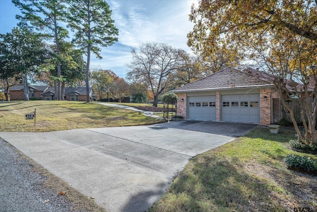 view of yard with a garage