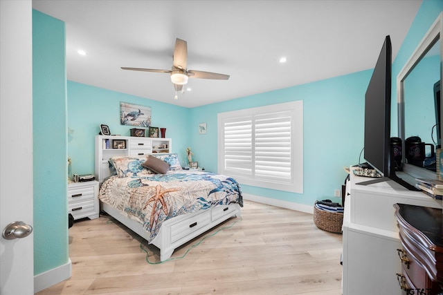 220 Pin Oak Dr, Mabank, TX 75156 - bedroom with light wood-type flooring, ceiling fan, and recessed lighting